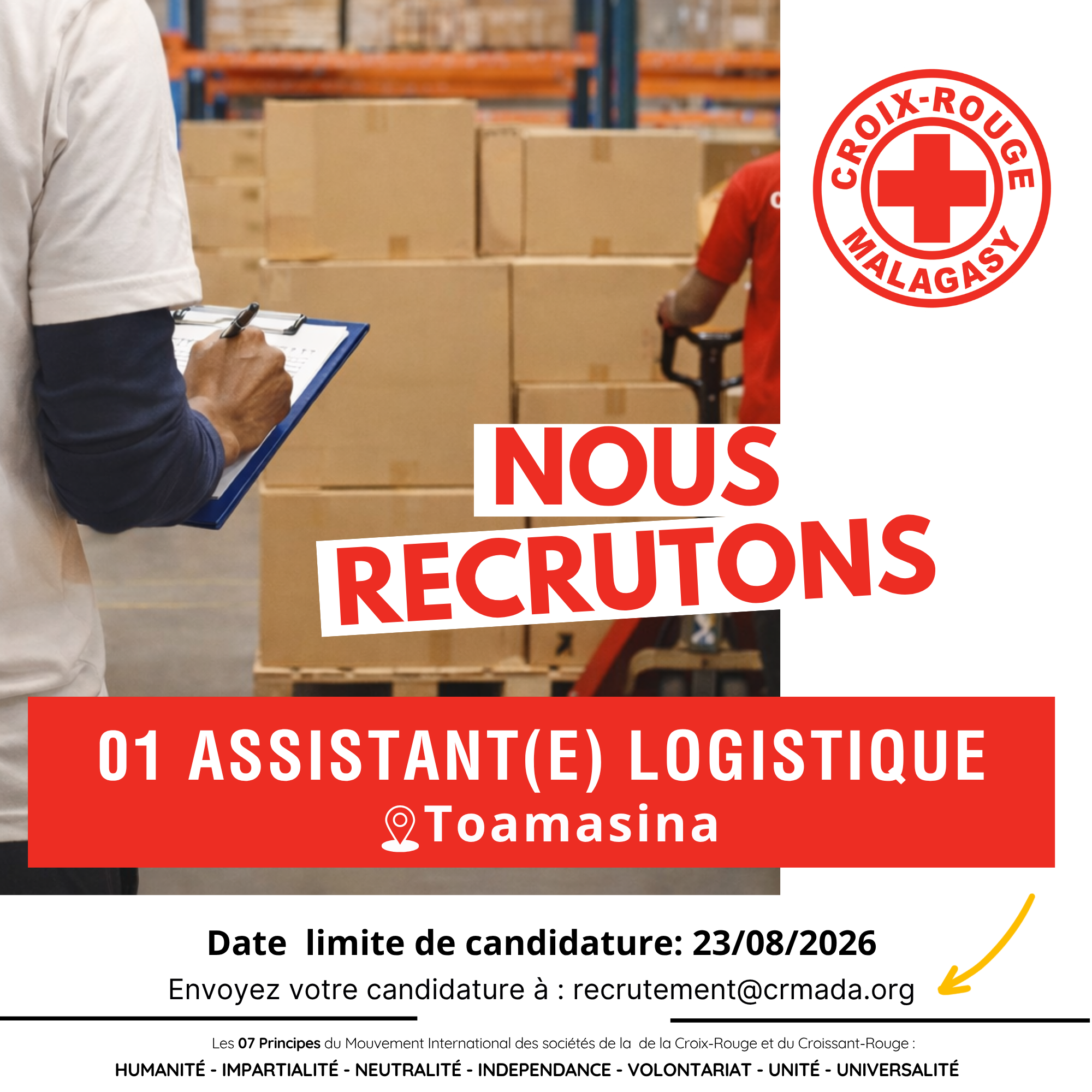 AVIS DE RECRUTEMENT  « ASSISTANT(E) LOGISTIQUE »  RECRUTEMENT LOCAL